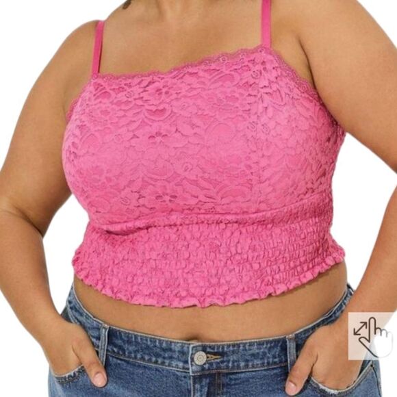 NWT TORRID Plus Size Crop Lace Smocked Tank Top - Picture 5 of 15